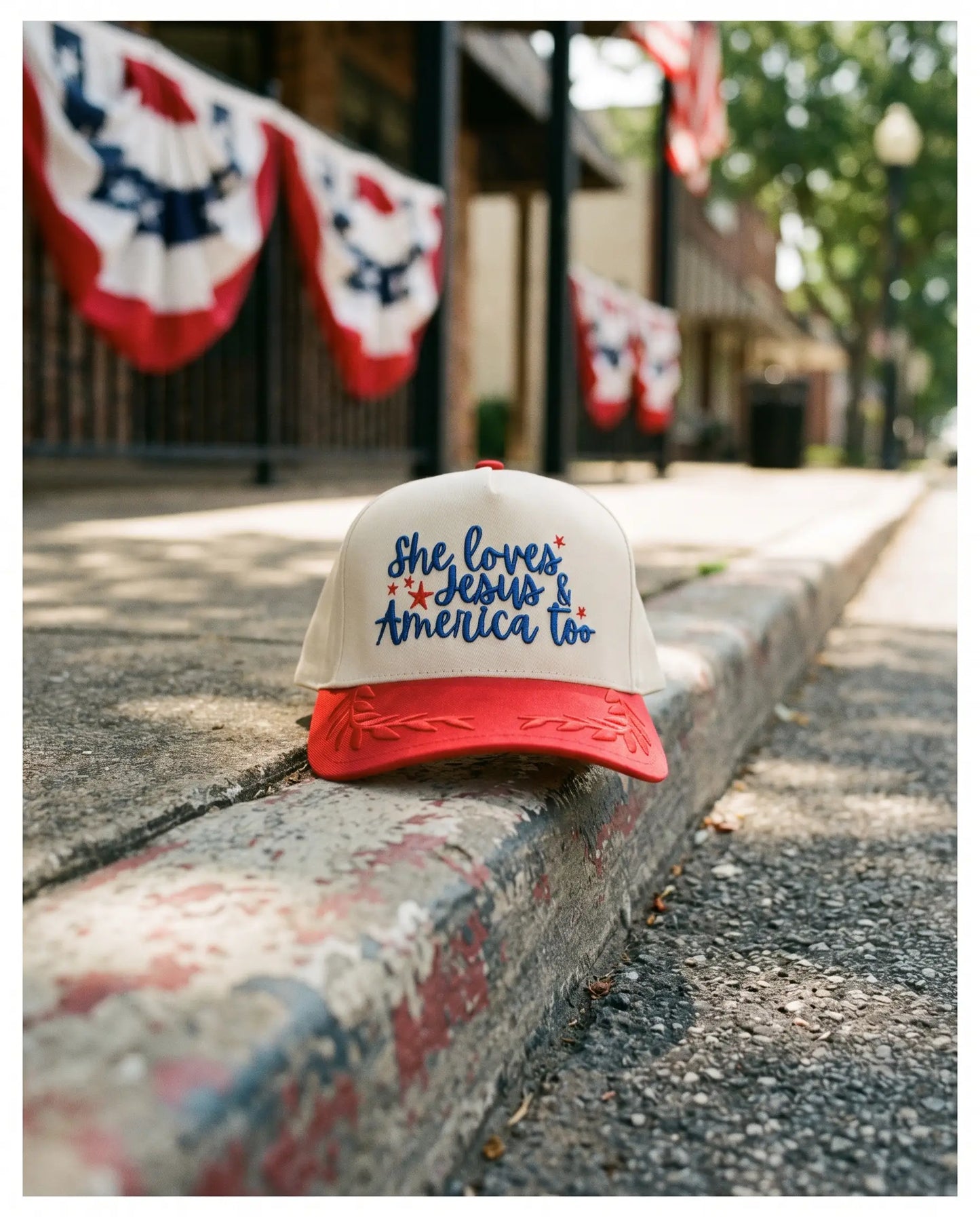 She Loves Jesus and America Too Hat, Red product shot