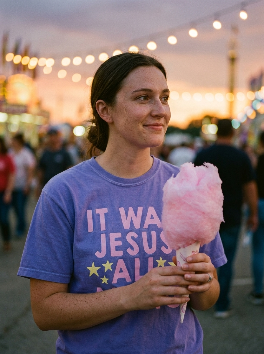 It Was Jesus All Along shirt, hand drawn stars on violet