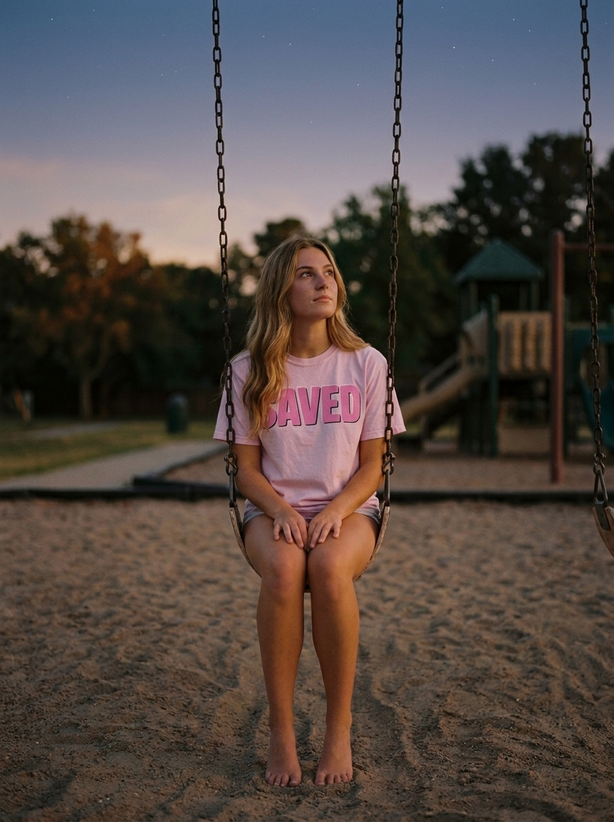 Saved shirt on a light pink Comfort Colors heavyweight tee