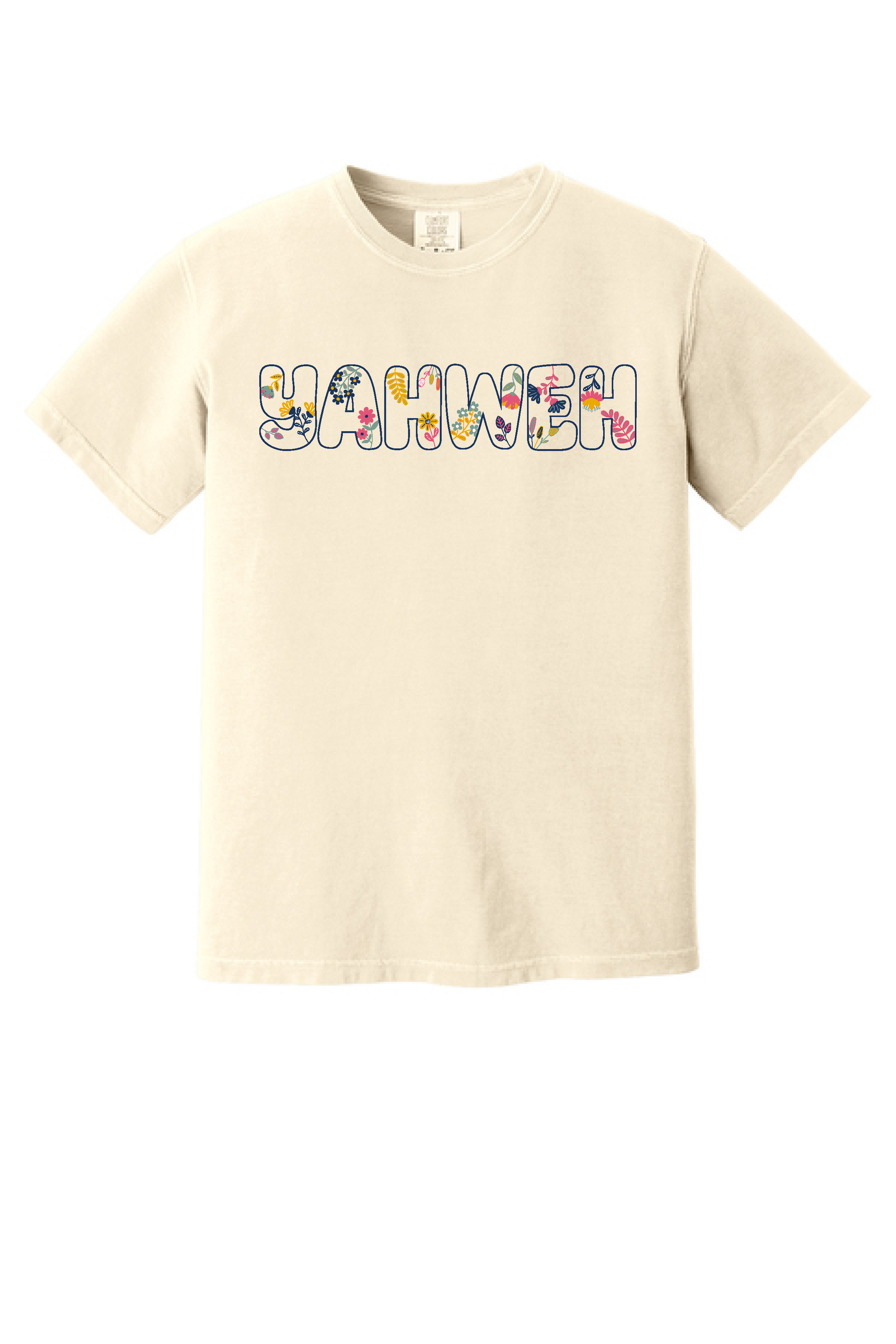 Yahweh shirt with floral lettering, Christian tee