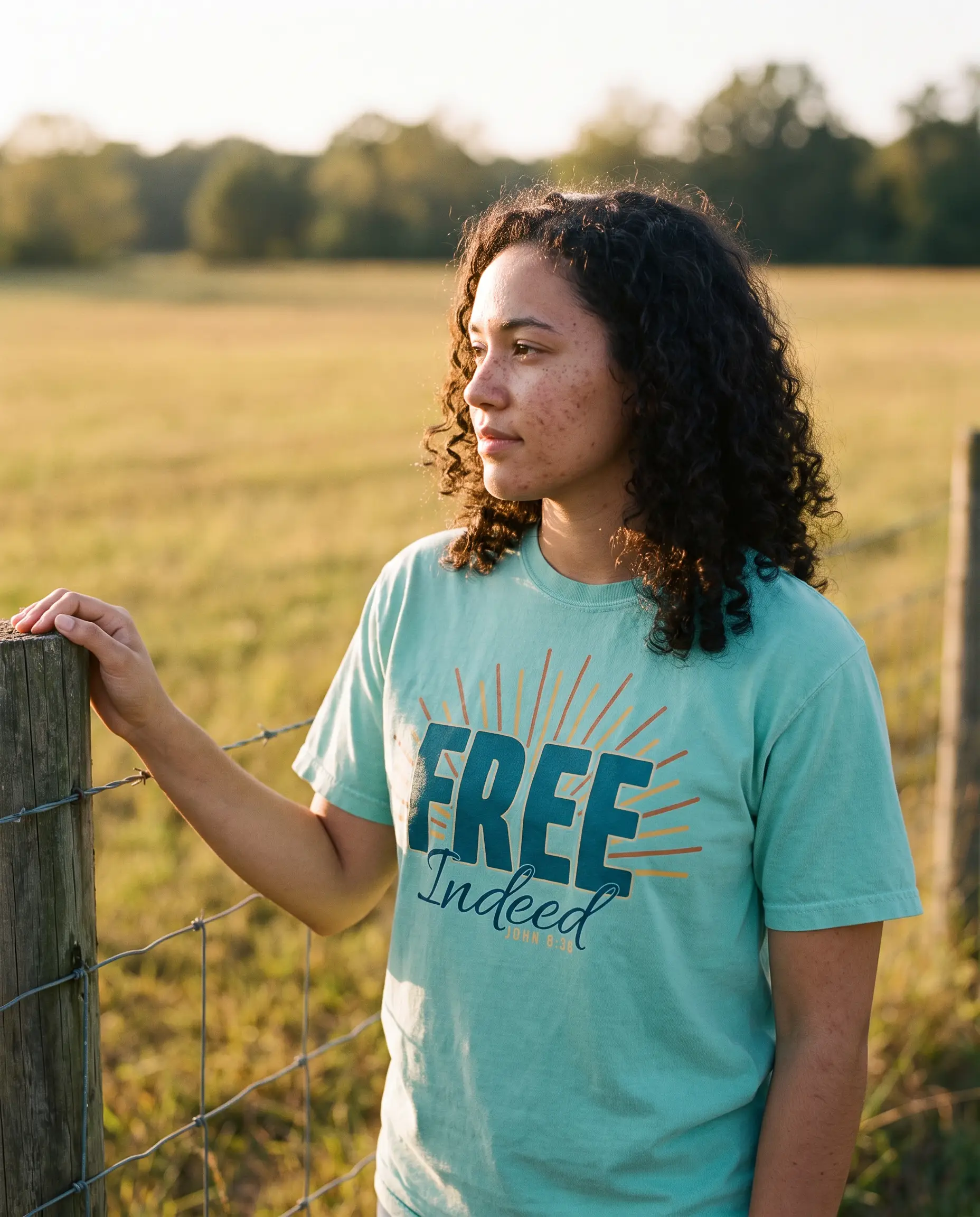 Model wearing the Free Indeed Shirt