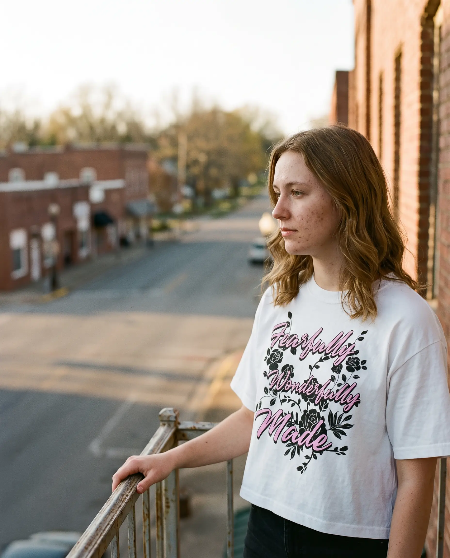 Model wearing the Fearfully Wonderfully Made Shirt
