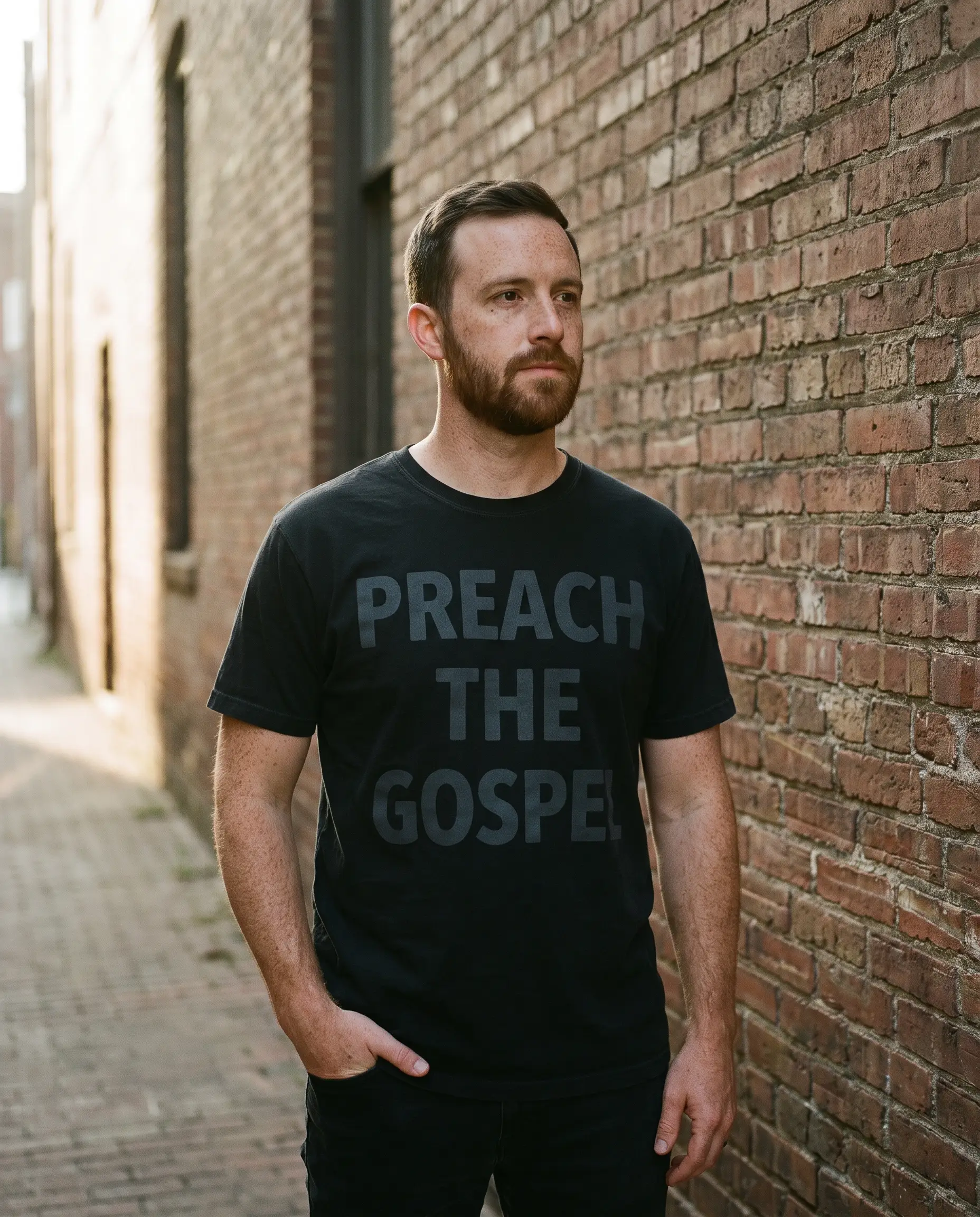 Model wearing the Preach The Gospel Shirt