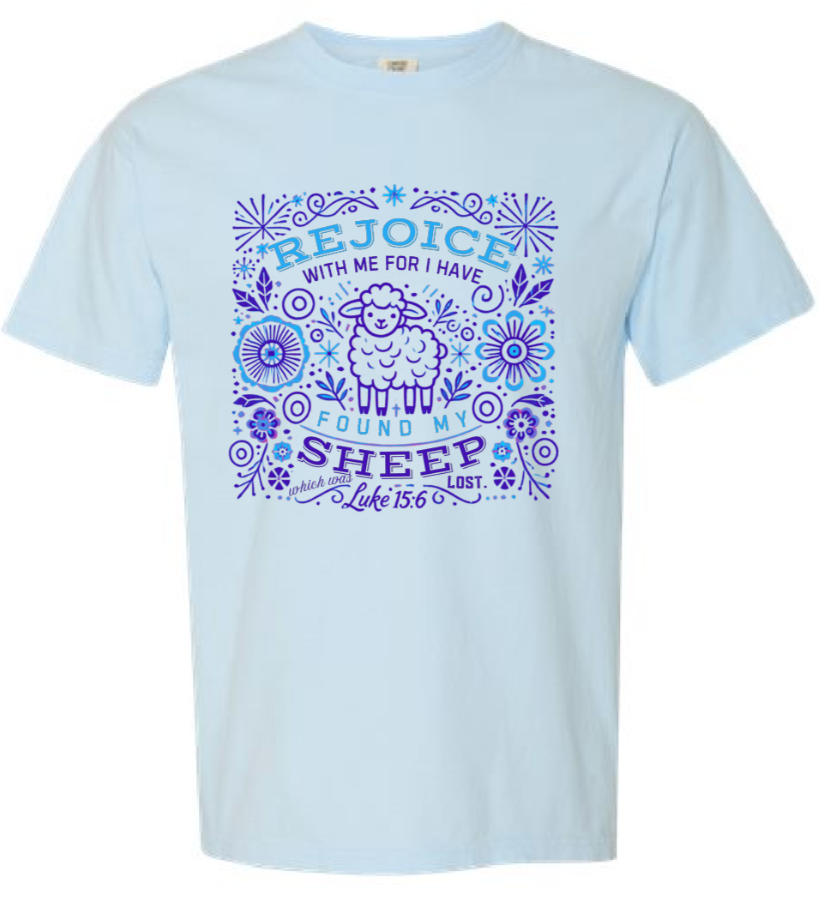 Found My Sheep shirt, Luke 15:6 Christian tee