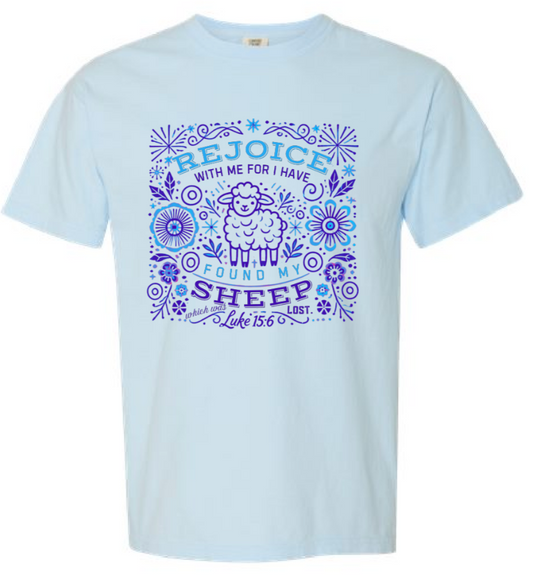 Found My Sheep shirt, Luke 15:6 Christian tee