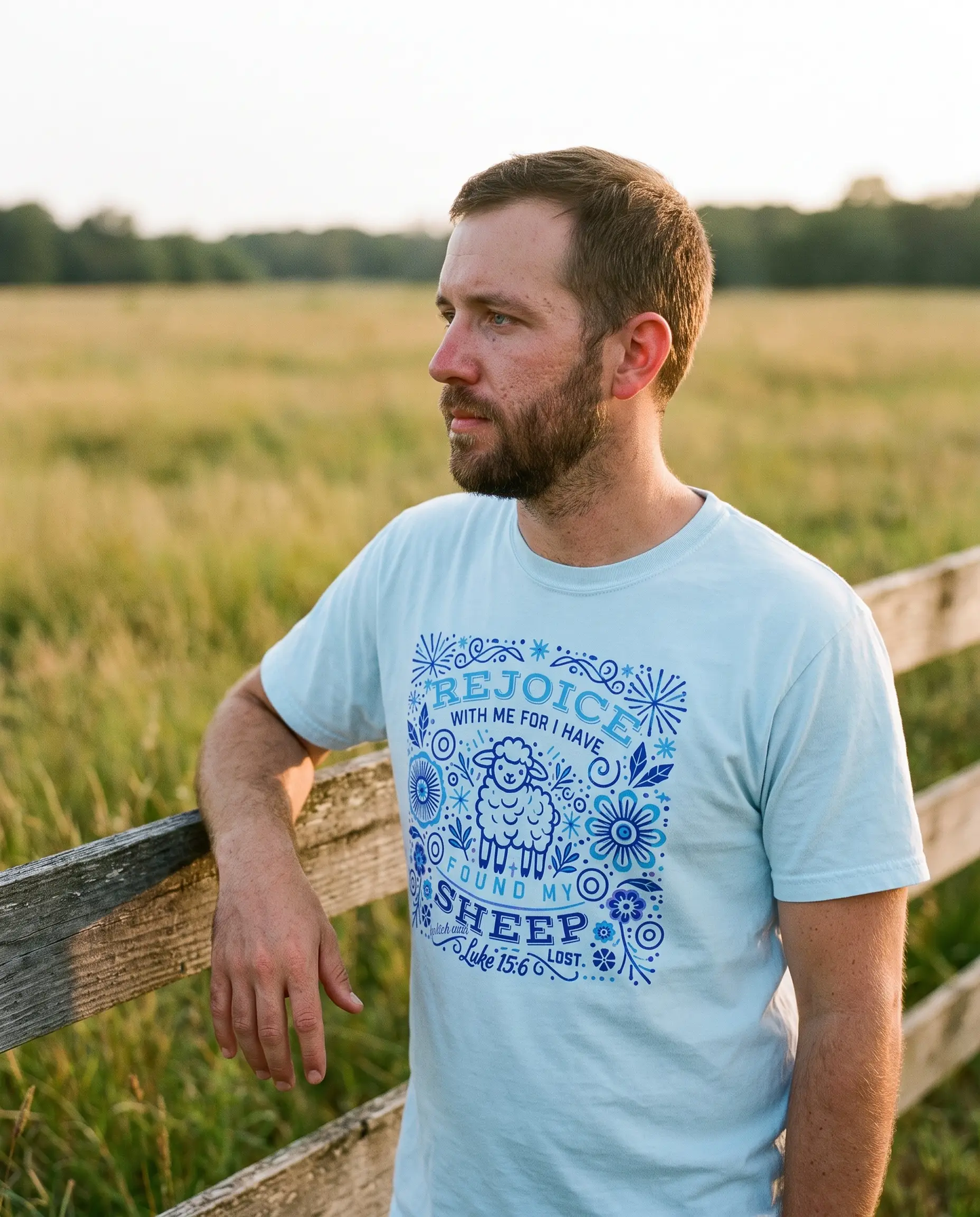 Model wearing the Found My Sheep Shirt