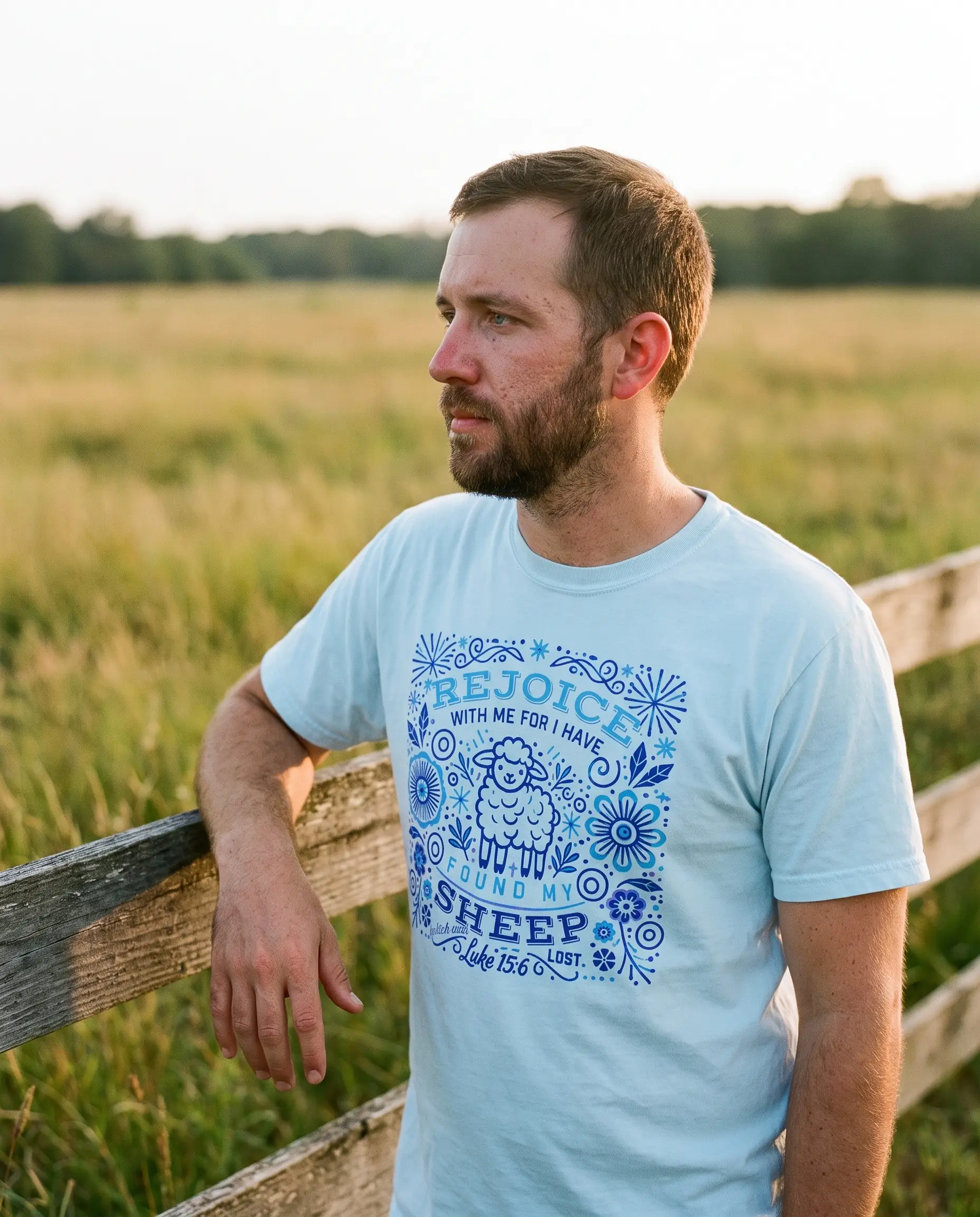 Model wearing the Found My Sheep Shirt