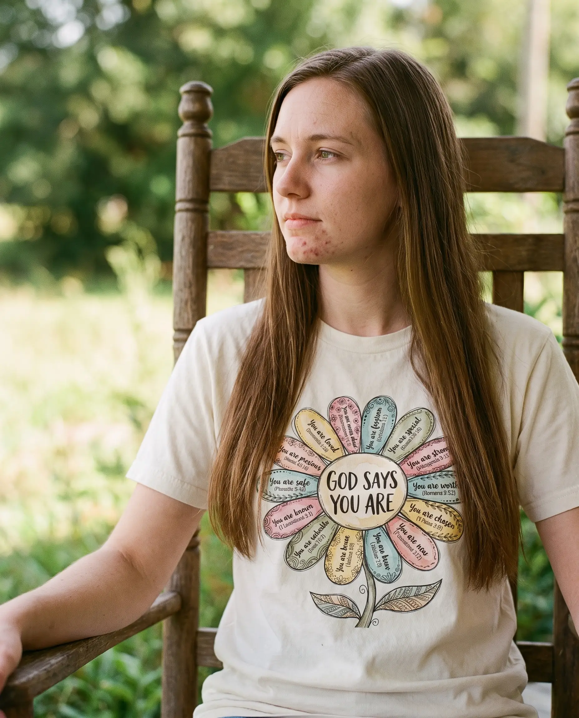 Model wearing the God Says You Are Shirt