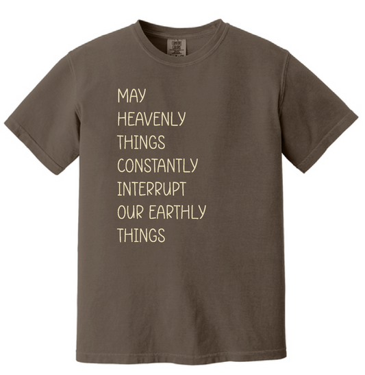 May Heavenly Things Interrupt shirt, Christian tee