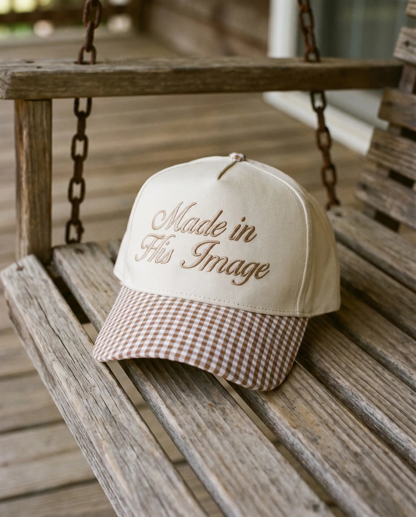 Made In His Image Hat, Brown Gingham product shot