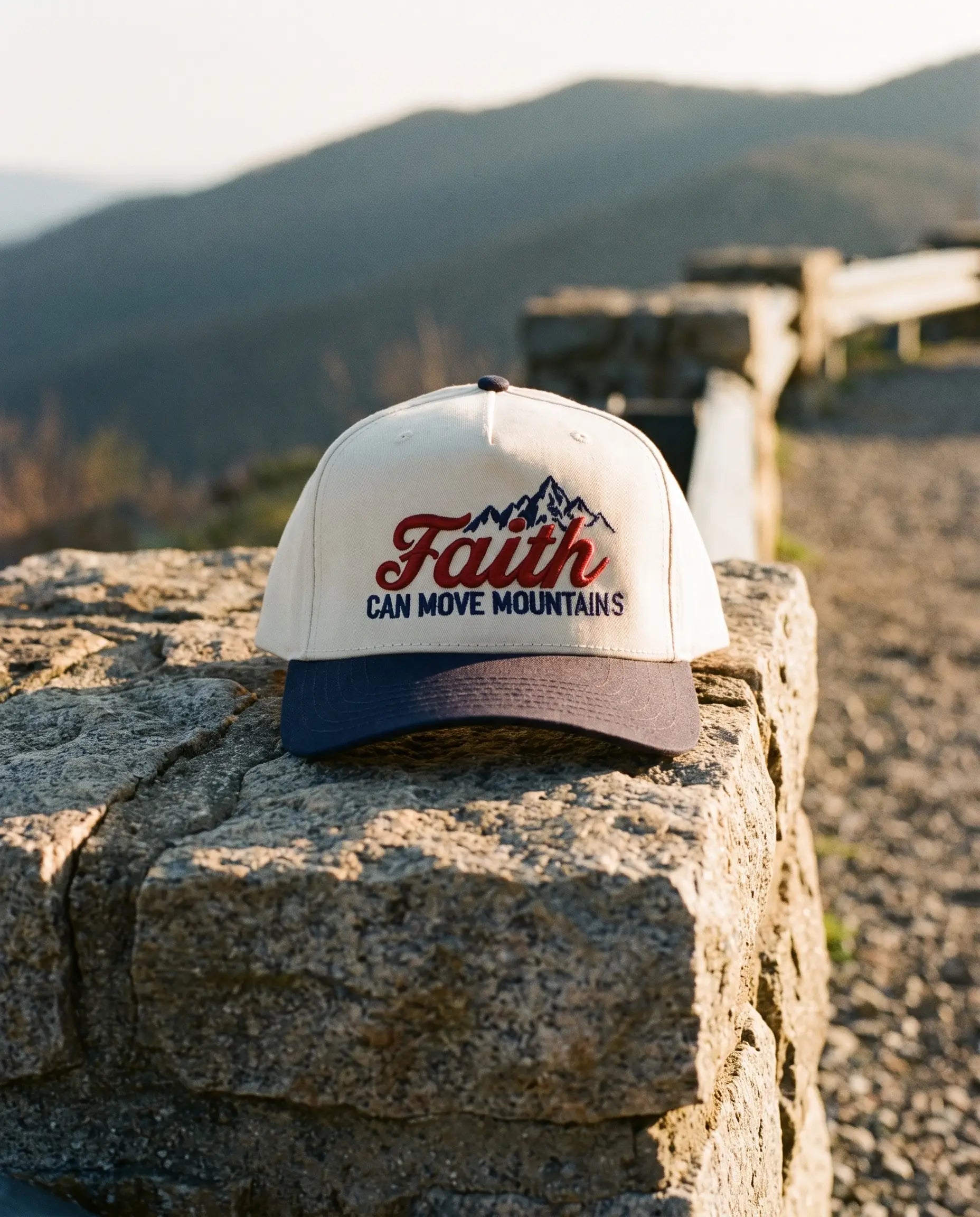 Faith Can Move Mountains Hat, Navy product shot