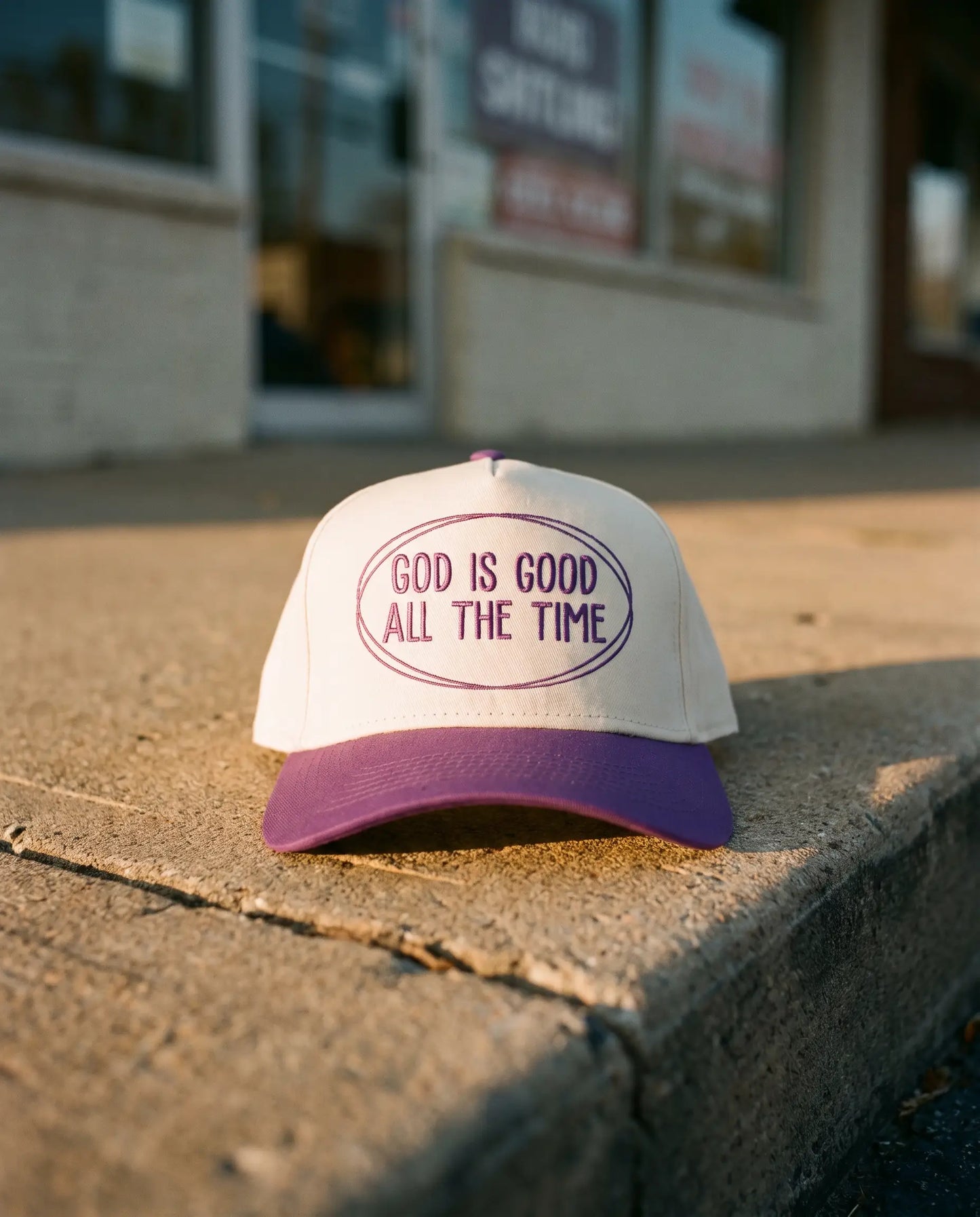 God Is Good All The Time Hat, Purple product shot