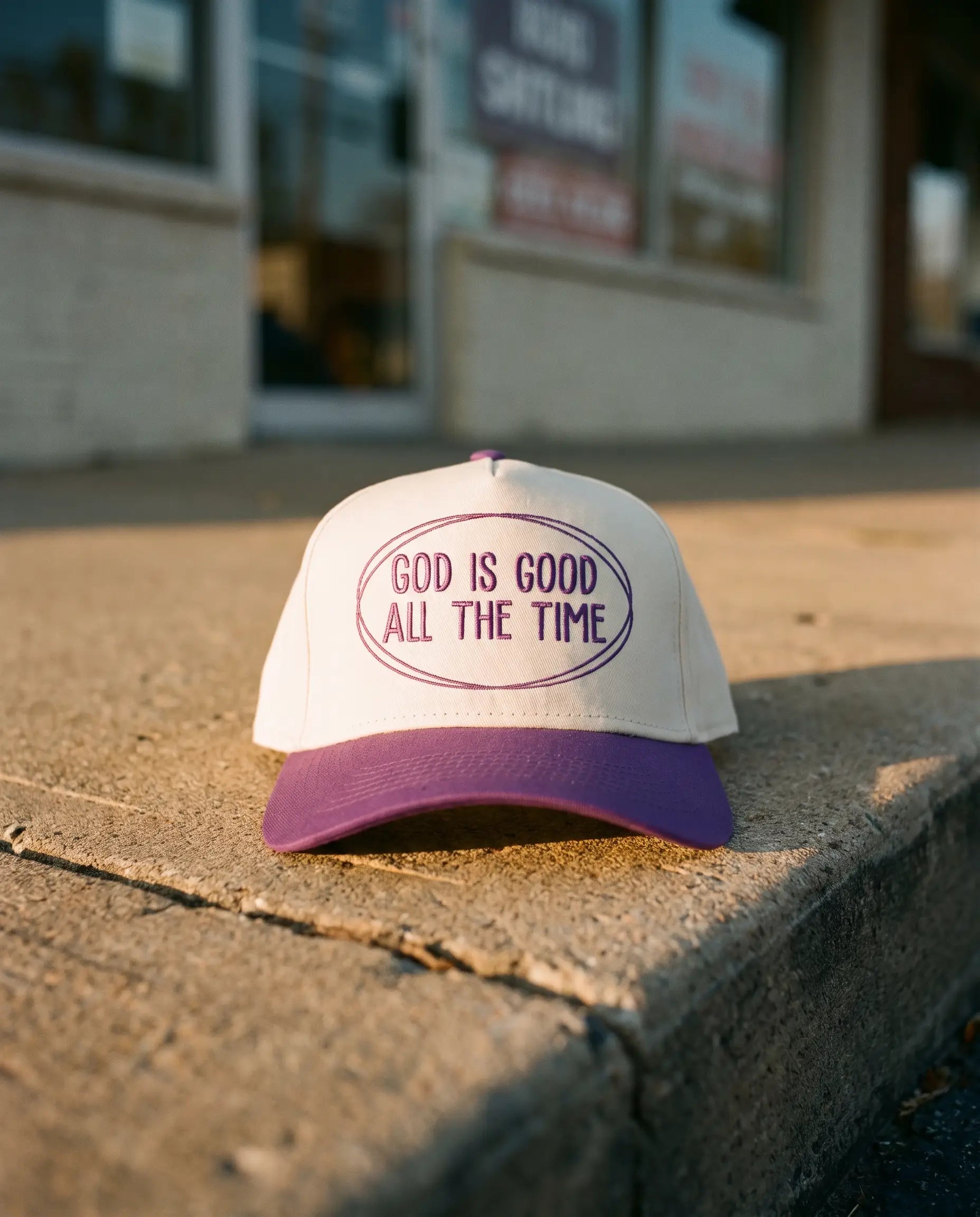 God Is Good All The Time Hat, Purple product shot